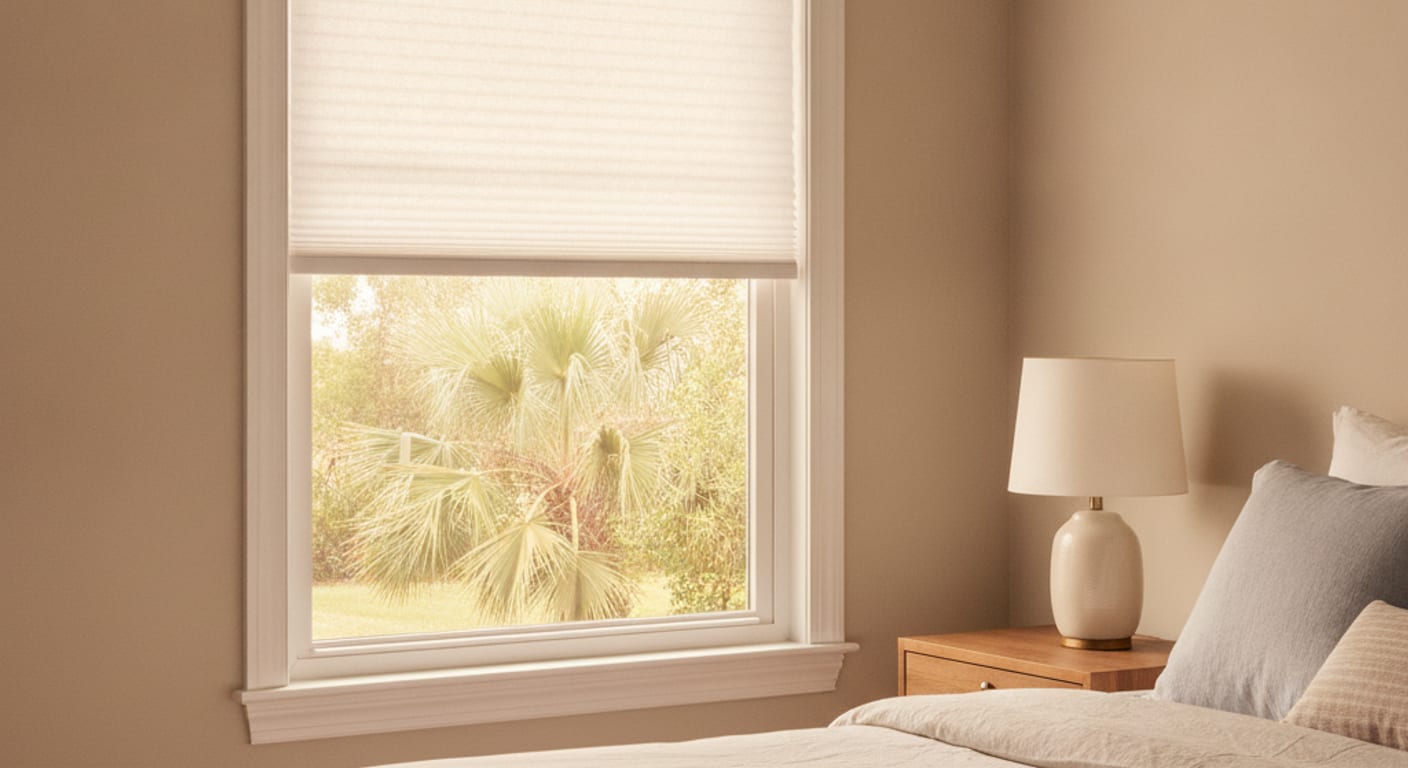 Honeycomb cellular shade installed on a window in a Pinellas County home