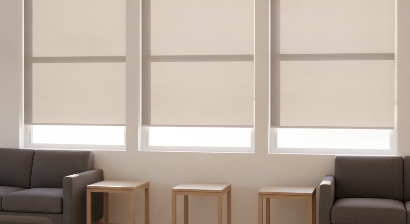 Commercial-grade window shades installed in a Pinellas County office