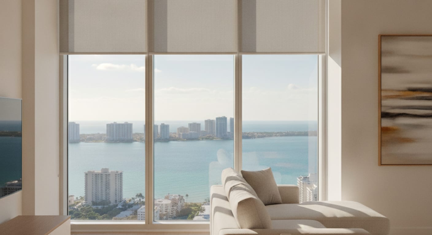 Motorized shade with remote control installed in a Pinellas County home