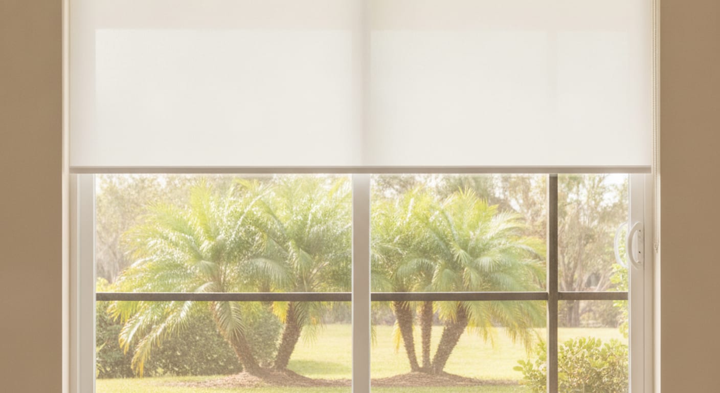 Roller shade installed on a large window in a Pinellas County home