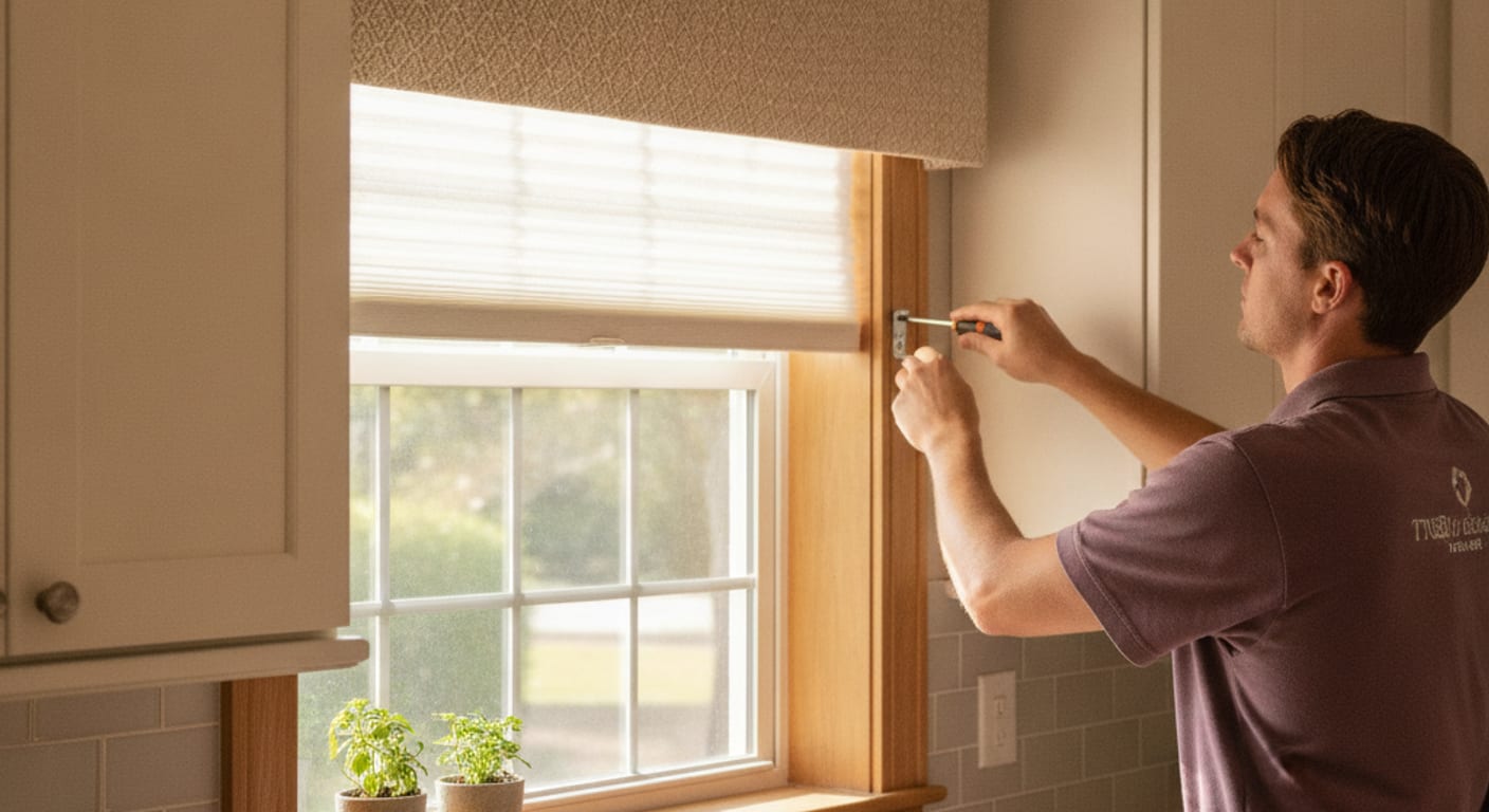 Fabric valance installed above a window in a Pinellas County home